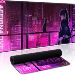 Japanese Samurai Anime Mouse Pad Large Desk Mat Extended Keyboard Mouse Pad Gaming Mousepad with Non-Slip Base and Stitched Edge Anime Mouse Mat Desk Pad 31.5 X 11.8 In Mouse Pads for Desk Home Office