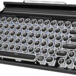 Taiahiro Retro Typewriter Mechanical Keyboard, Wireless Bluetooth 5.0 LED Backlit Office Computer Keyboards with 83-Key Clicky Blue Switches, Vintage Design for PC/Laptop/Mac/Pad/Phone/Gaming, Black