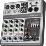 Aveek Professional Audio Mixer, Sound Board Mixing Console with 5 Channel Digital USB Bluetooth Echo Delay Effect, Input 48V Phantom Power Stereo DJ Mixers for Recording, Live Streaming, Podcasting