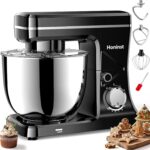 Stand Mixer, 10-Speed Kitchen Electric Mixer, 6QT Food Mixer with 8-in-1 Splash Guard, Dishwasher-Safe Dough Hook/Whisk/Beater/Spatula, Dough Mixers for Baking, Black