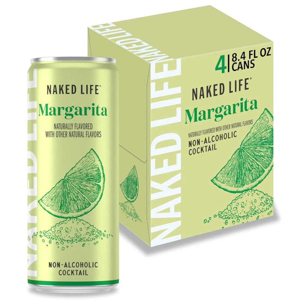 Naked Life Non-Alcoholic Drinks, Margarita – Low Calorie Alcohol-Free Spirits with Zero Sugar – 8.4 Fl Oz Cans, Pack Of 4