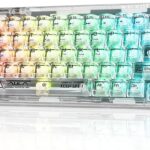 CC MALL 60% Transparent Mechanical Keyboard with Clear Keycaps,Gasket Hot Swappable Custom Wireless Keyboard,RGB Backlit Gaming Keyboard,2.4G/Type-C/Bluetooth Mechanical Keyboard(White)