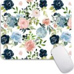 Square Mouse Pad Pretty Flowers, Personalized Premium-Textured Custom Mouse Mat Design, Washable Mousepad Cloth, Non-Slip Rubber Base Computer Mouse Pads for Wireless Mouse