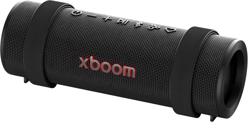 LG xboom Grab Core by will.i.am, Portable Outdoor Bluetooth Speaker for Sports and Athletes, up to 19 Hours, IP67 Dust and Water Resistant, Adjustable Carrying Straps. Perfect for Biking and Hiking