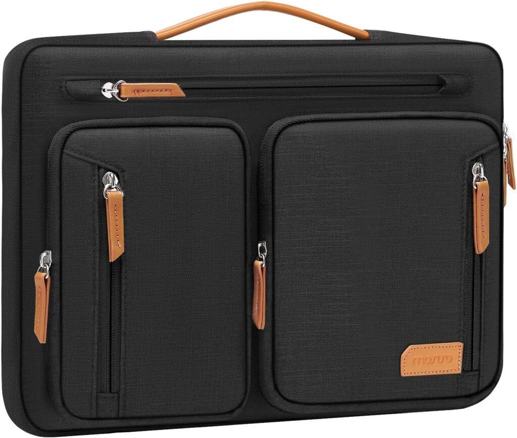 MOSISO 360 Protective Laptop Case 13.3 inch, 13-13.3 inch Laptop Sleeve Compatible with MacBook Air/Pro 13/Pro 14, HP Dell Acer, Side Open Carrying Computer Bag with 5 Accessory Pockets&Belt, Black