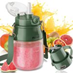 Portable Blender, Prasky Personal Blenders for Shakes and Smoothies with 27oz Cup, Lid and Shoulder Strap, Type-C USB Rechargeable, Personal Size Blenders BPA-free for Gym/Travel/Kitchen (green)