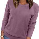 WIHOLL Women 2025 Fashion Pullover Sweater Crew Neck Long Sleeve Shirts Blouse Knit Casual Cozy Clouds Top