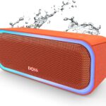 DOSS SoundBox Pro Bluetooth Speaker with 20W Stereo Sound, Active Extra Bass, IPX6 Waterproof, TWS Pairing, Multi-Colors Lights, 20H Playtime, Portable for Beach, Outdoor-Orange