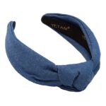 Dark Blue Denim Headbands for Women Get Compliments Head bands for Women’s Hair are Chic. Knotted Headband is a Girls Fashion Designer Top Knot Adjustable Size