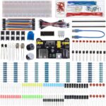 BOJACK 37 Values 480 Pcs Electronics Component Fun Kit with Power Supply Module, Jumper Wire,Precision Potentiometer,830 tie-Points Breadboard Compatible with STM32,Raspberry Pi,Arduino