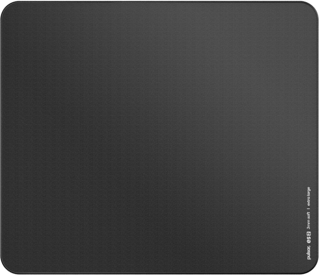 Pulsar – eS2 Esports Professional Level Gaming Mouse Pad/Mat 3mm Thickness Anti-Slip Base Anti-Fray Precision Stitching 19.3in x 16.5in (XL, Black)