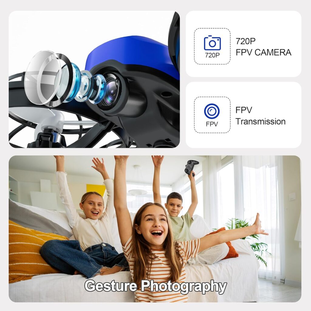 Drones for Kids with Camera,Rc Drone Indoor Small Helicopter,Birthday Gifts for Boys and Girls Beginners Friendly,Mini Quadcopter Toy With 2 Batteries,Propeller Protect,Altitude Hold