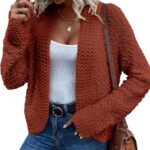Dokotoo Women’s 2025 Fashion Casual Open Front Long Sleeve Chunky Knit Cardigans Sweaters Outerwear Coats