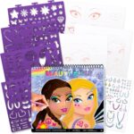 Fashion Angels Make-up & Hair Design Sketch Portfolio (11452) Sketchbook for Beginners, Sketchbook with Stencils and Stickers for Ages 6 and Up