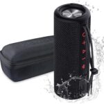 X21 Portable Outdoor Wireless Bluetooth Speaker Waterproof with FM Radio, Micro SD Card Slot, AUX for Shower – Hard Travel Case Included