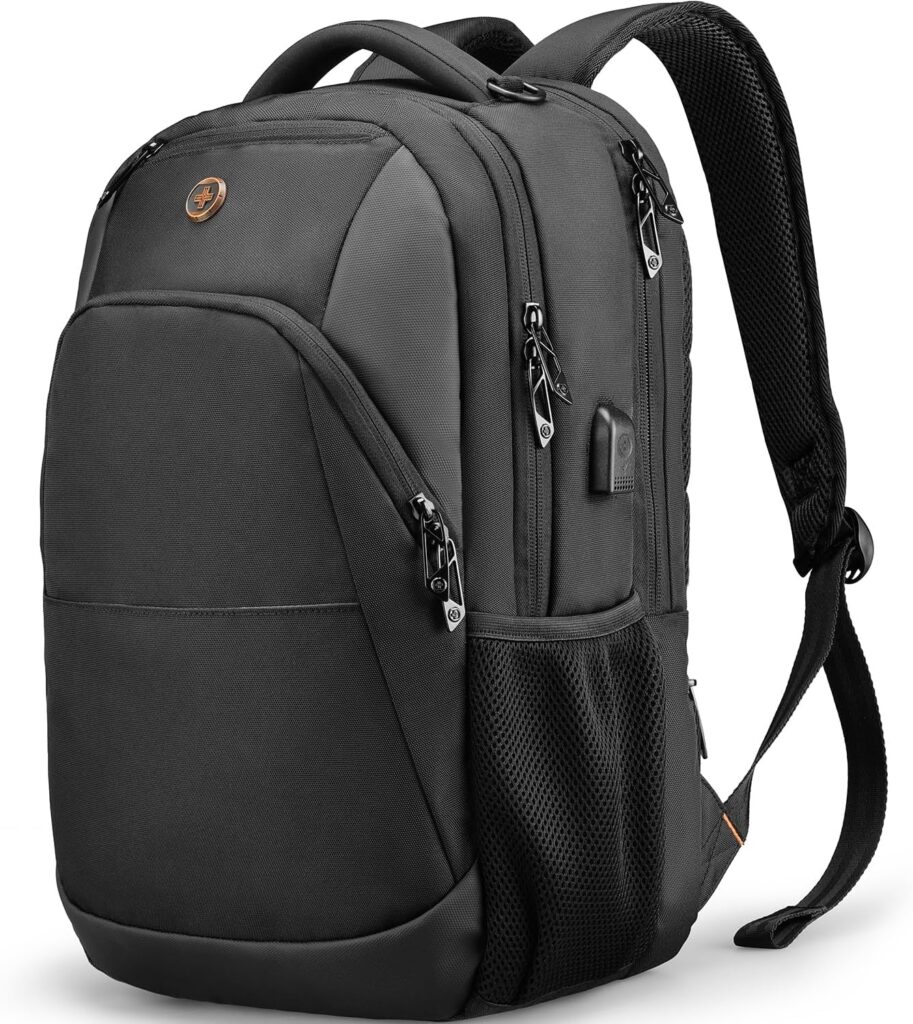 Swissdigital Design Travel Laptop Backpack, College Laptops Backpack with USB Charging Port for Men and Women Fits 16 Inch Notebook, Black | ANDWIL