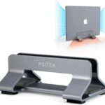 Aluminum Vertical Laptop Stand Dock Holder, Adjustable Slot Width 12-42mm, Space-Saving Upright Storage for MacBook and Laptops