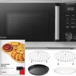 TOSHIBA 6-in-1 Inverter Countertop Microwave Oven Healthy Air Fryer Combo, MASTER Series, Air Fryer, Broil, Convection, Speedy Combi, Even Defrost, Sound On/Off 27 Auto Menu Stainless Steel