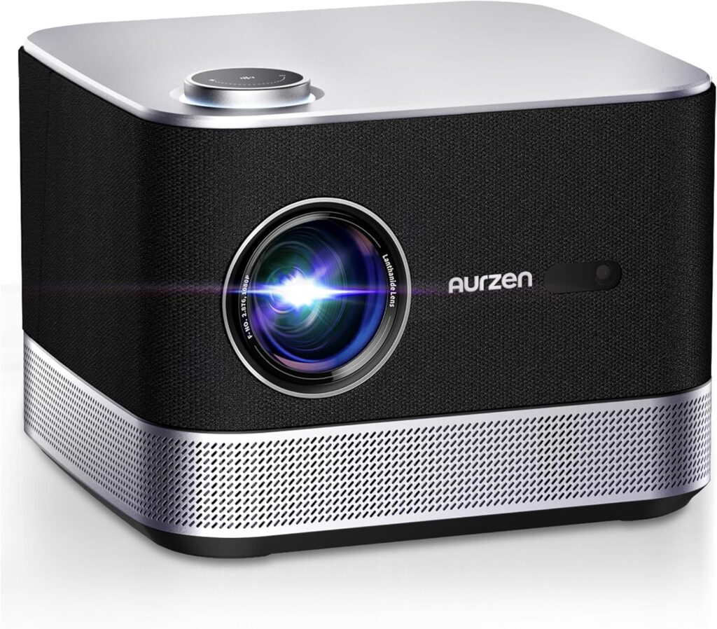 3-in-1 Projector 4K Supported, AURZEN BOOM 3 Smart Projector with WiFi and Bluetooth, 3D DoIby Audio & 36W Speakers, Auto Focus & Keystone, Netflix Official 500 ANSI Home Outdoor proyector, Black