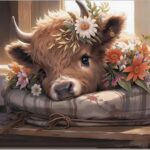 OFlich Highland Cow Mouse Pad – Highland Cow Mouse Pads for Desk, Floral Mouse Pad, Highland Cow Mousepad with Non-Slip Rubber Base for Laptop Computer Desktop Keyboard (9.5×7.9 Inch), Small, JW560