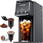 SHARDOR Hot & Iced Coffee Maker, K Cup Coffee Maker Compatible with Ground Coffee, Single Serve Coffee Machine with Bold Setting, Reusable Filter, Travel Mug Friendly, Compact Design, Grey