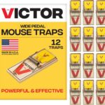 Victor Mouse Traps M035-12, Plastic Pedal, Sustainably Sourced FSC Wood, Wooden Mouse Traps, 12 Pack