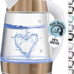 Zulay Kitchen Fast Boiling Electric Water Kettle – 1.7L, 1500W, Auto Shut-Off for Overboil & Boil Dry Protection, Cool-Touch Handle, 360° Base – Rapid Teapot Boiler For Coffee & Tea – White Copper