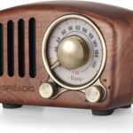 Vintage Greadio Walnut Wood Bluetooth Speaker Radio – Retro Style, Bass Enhancement, Loud Volume, Bluetooth 5.0, MP3 & FM Radio