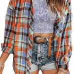 KevaMolly Plaid Flannel Shirts for Women Loose Fit Boyfriend Button Down Shirt Long Sleeve Casual Flannel Blouse Tops