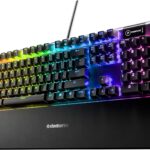 SteelSeries USB Apex 5 Hybrid Mechanical Gaming Keyboard – Per-Key RGB Illumination – Aircraft Grade Aluminum Alloy Frame – OLED Smart Display (Hybrid Blue Switch)