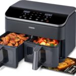 COSORI Dual Air Fryer 9Qt – 10-in-1, Fresh Balanced Meals for Family and Children with Double Baskets, Sync Cook & Finish to Bake, Roast, Reheat, Broil & 130 Recipes for Easy Cooking, Dishwasher Safe
