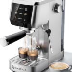 AMZCHEF Espresso Machine 20 Bar – Professional Coffee Maker with Milk Frother, Adjustable Temperature & Pressure, Compact Stainless Steel Espresso Maker for Cappuccino, Latte, Mocha, 44oz Water Tank