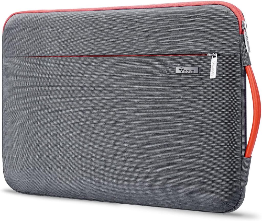 Voova Laptop Sleeve Case 14 15 Inch with Handle, 360° Protective Waterproof Slim Computer Bag Cover Compatible with MacBook Air 15 M2/M3/M4 2024-2025, MacBook Pro 14, Hp Chromebook 14, Grey