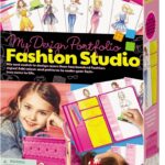 4M: KidzMaker: My Design Portfolio Fashion Studio – Design & Draw Outfits, Mix & Max Pattern Rubbing Plates, Travel Case, Arts & Craft Set, Kids 5+