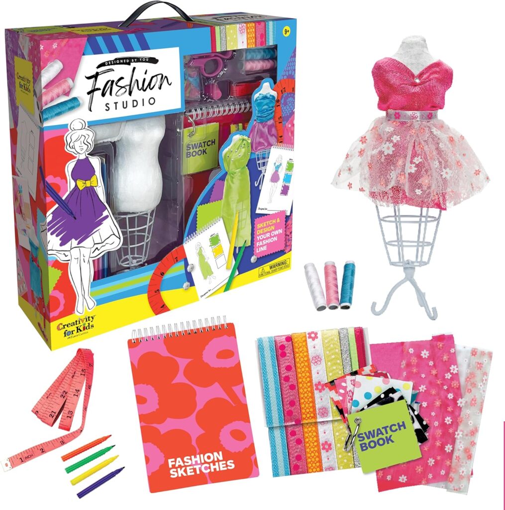 Creativity for Kids Designed by You Fashion Studio: DIY Fashion Designer Craft Kit for Girls, Dress Design Toy & Sewing Set for Kids, Gifts and Toys for Girls (Ages 9+)