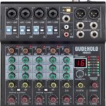 6-Channel Professional DJ Audio Mixer, DJ Controller Sound Mixer DSP 16 Preset Effects, Ideal for Home Party