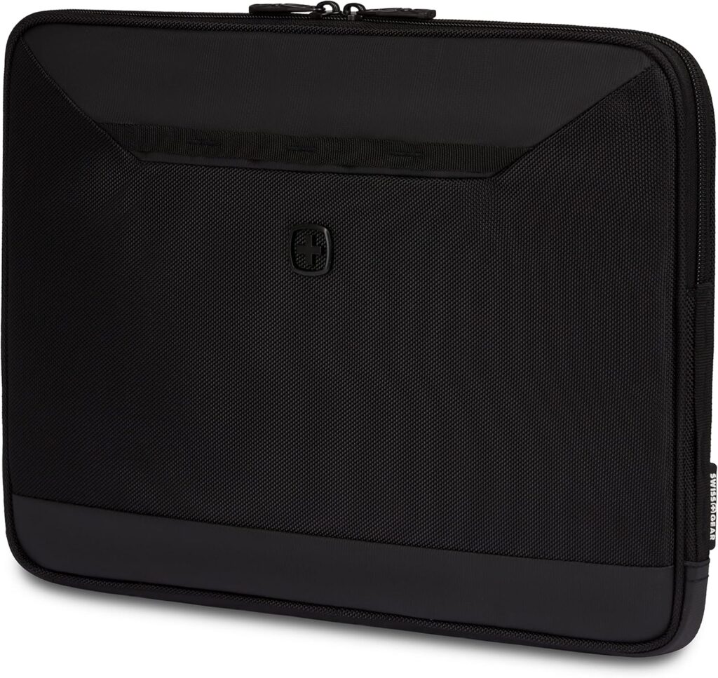 SwissGear Padded Zippered Laptop Sleeve, Micro-Twill Laptop Case with Fleece Lining & Front Webbing