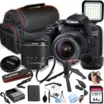Canon EOS 2000D / Rebel T7 DSLR Camera w/EF-S 18-55mm F/3.5-5.6 Zoom Lens + 64GB Memory, LED Video Light, Case, Gripster Tripod, and More (Essential Bundle) (Renewed)