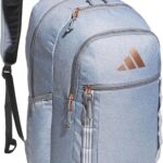 adidas Excel Backpack for Men & Women – Durable Large Athletic Laptop Bag, 7.0/Twill Grey/Grey/Rose Gold, OSFA