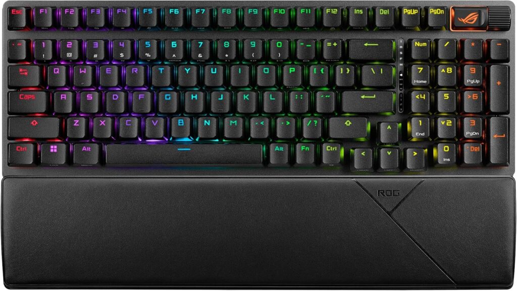 ASUS ROG Strix Scope II 96 Wireless Mechanical Gaming Keyboard – 96% Full-Size, Tri-Mode Connectivity, Hot Swappable Pre-lubed ROG NX Snow Linear Switches, PBT Keycaps, RGB, PC/Mac Support-Black