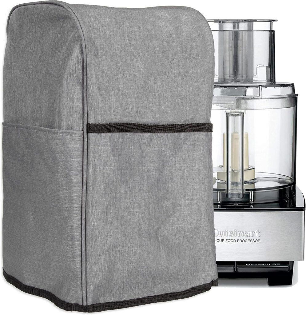 Crutello Food Processor Cover with Storage Pockets for Large Custom 11-14 Cup Processor, Kitchen Appliance Covers, For Kitchen Counter