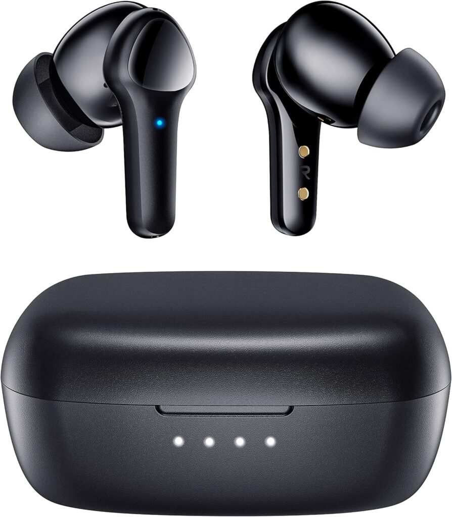 Wireless Earbuds,Bluetooth 5.3 Ear buds Immersive Sound Hi-Fi Stereo IPX8 Waterproof Headsets Premium Deep Bass Headphones with 4 Mics Call Noise Cancelling Earphones for iOS,Android,Workout – Black