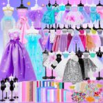 1500+Pcs Fashion Designer Kit for Girls, Sewing Kit with 7 Mannequins, DIY Arts and Crafts Kit for Kids, Doll Clothes Making Kit, Girl Toys for Age 6 7 8 9 10 11 12 Year Old Gifts