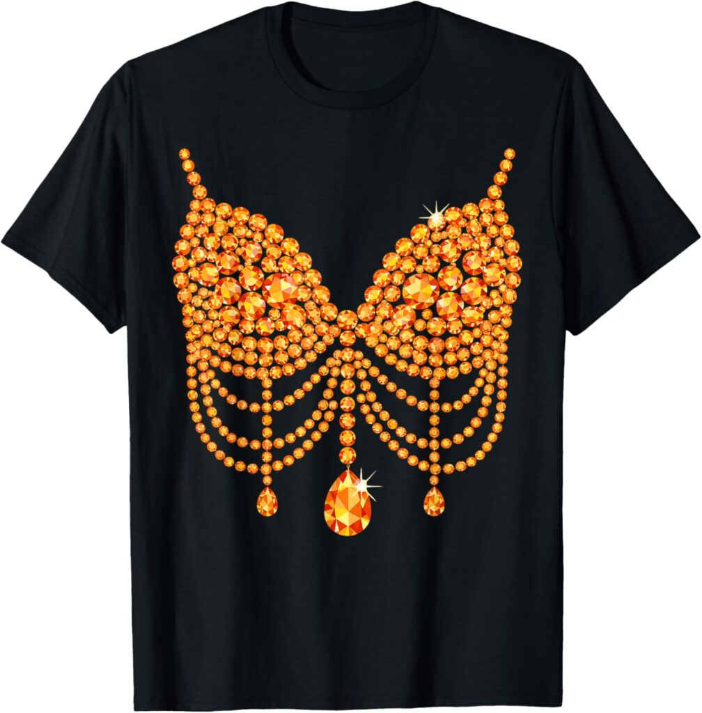 Halloween Orange Bra Design Costume Show Girls T-Shirt