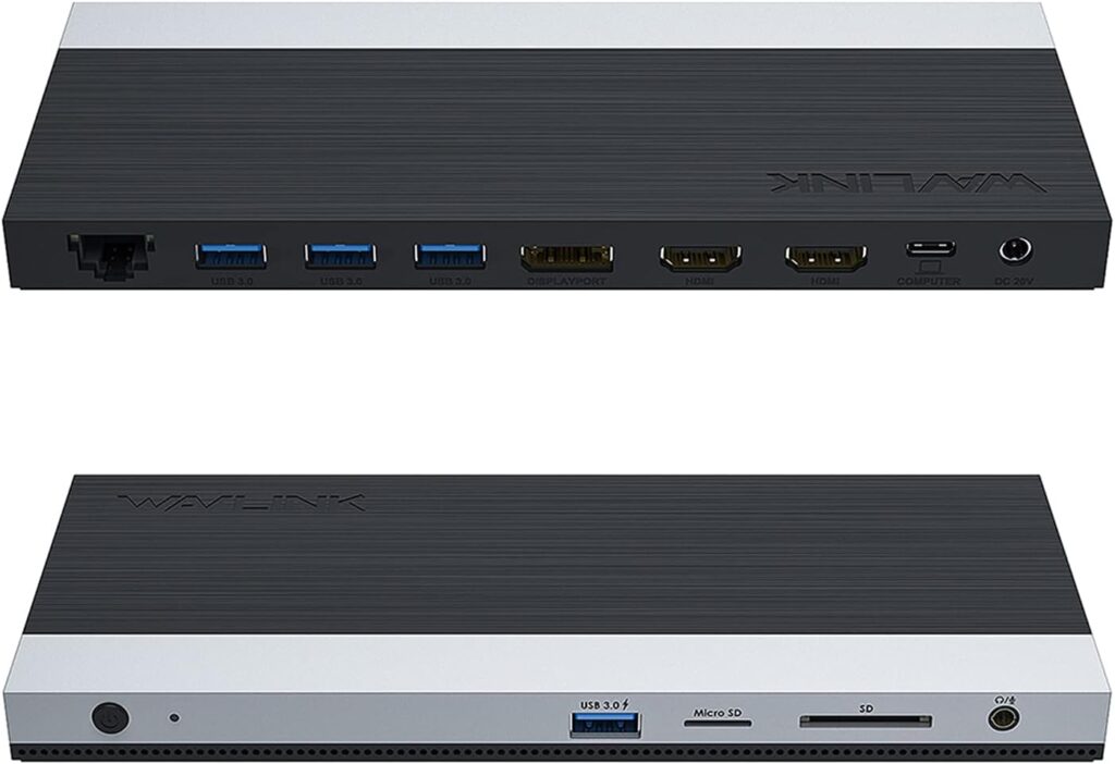 WAVLINK USB C Docking Station 3 Monitor with 100W PD, USB-C Laptop Dock Triple Display for Dell Hp Lenovo Windows, Type C Adapter Hub – Dual HDMI, DisplayPort, Ethernet, 4 USB3.0, SD/TF Slot, Audio