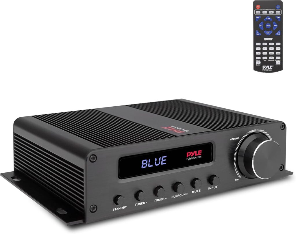 Pyle Wireless Bluetooth Home Audio Amplifier – 100W 5 Channel Home Theater Power Stereo Receiver, Surround Sound w/ HDMI, AUX, FM Antenna, Subwoofer Speaker Input, 12V Adapter, Black – PFA540BT