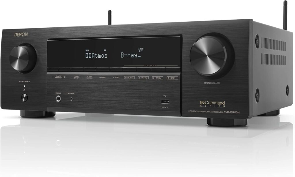 Denon AVR-X1700H 7.2ch 8K Home Theater Receiver with 3D Audio, Voice Control, and HEOS Built-in (Renewed)