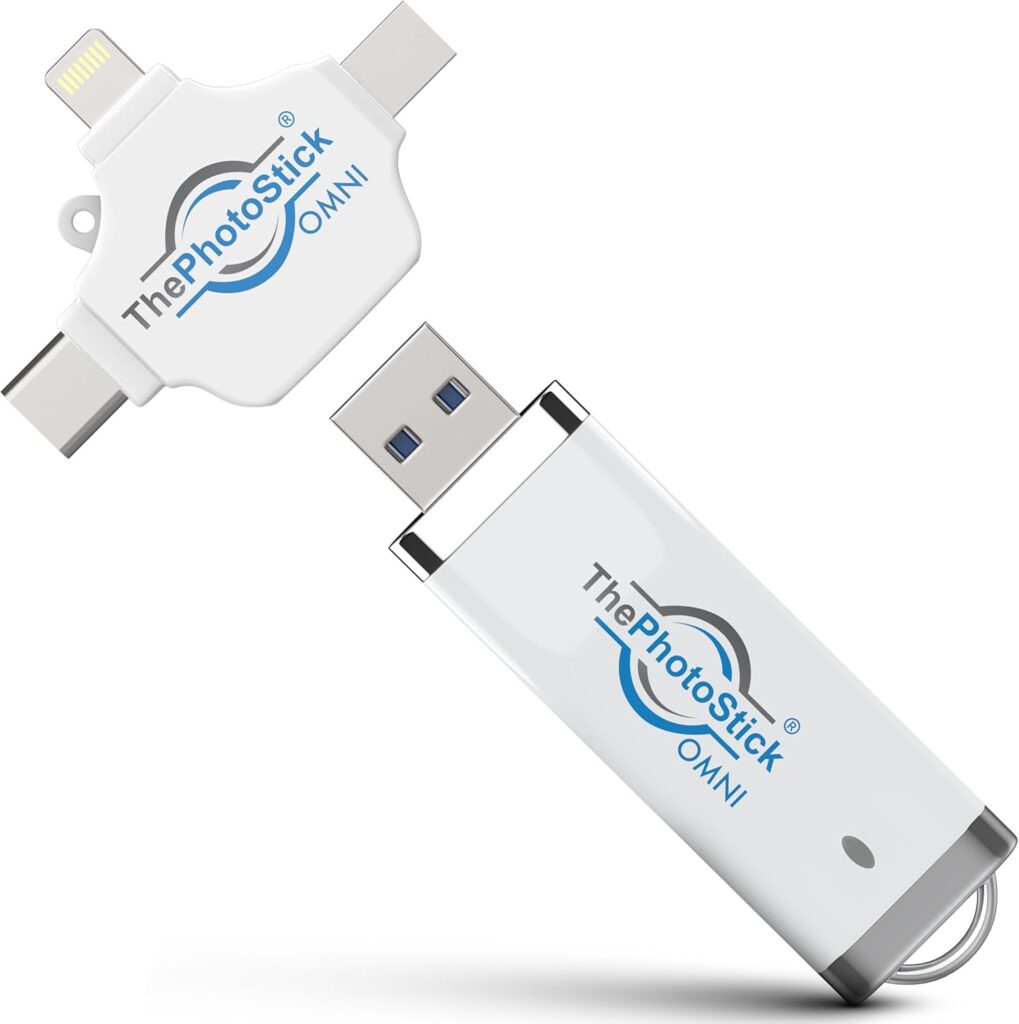ThePhotoStick® Omni 64GB USB Flash Drive & Memory Stick – Photo & Video Backup for iPhone, Android, Mac & PC – Multiport Connection to Easily Store & Transfer Files