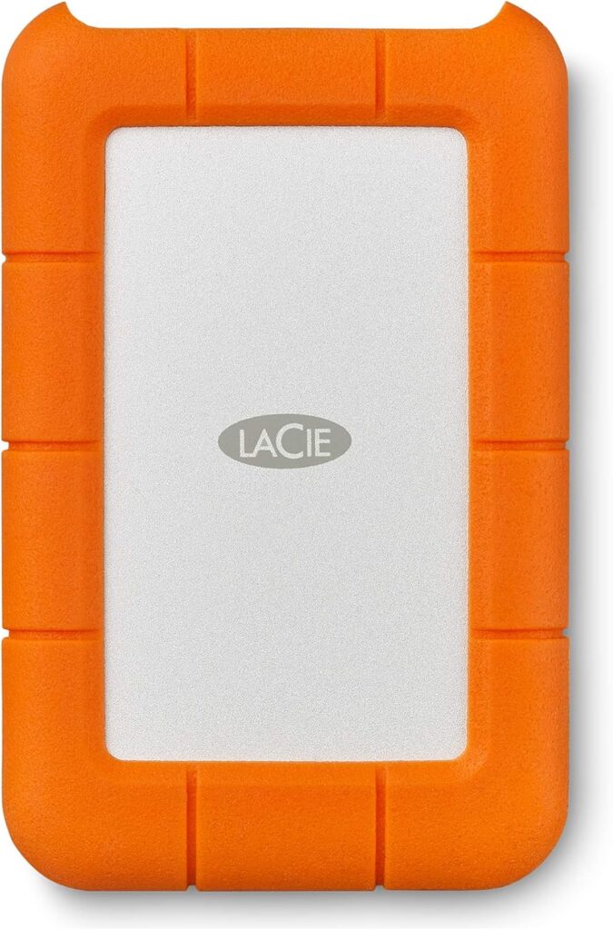 LaCie Rugged USB-C, 5TB, Portable External Hard Drive, Drop, Shock, Dust, Rain Resistant, for Mac & PC (STFR5000800)