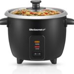 Elite Gourmet ERC003BX Electric Rice Cooker with Automatic Keep Warm Makes Soups, Stews, Grains, Hot Cereals, 6 Cups Cooked (3 Cups Uncooked), Black